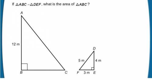 If ABC is similar to DEF, what is the area of ABC? A. 48 square meters B. 54 square meters C. 60 sq