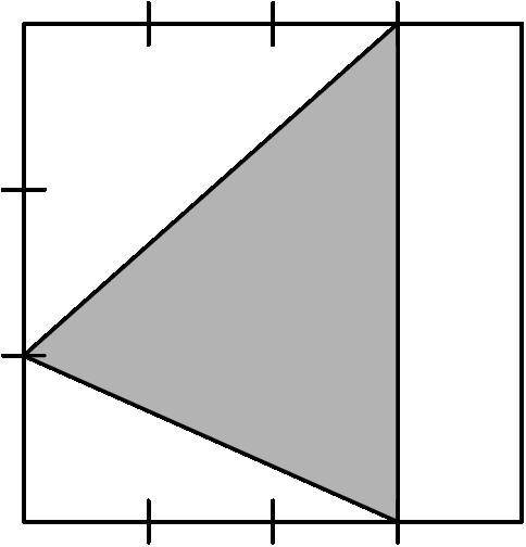 Two sides of a square are divided into fourths and another side of the square is trisected, as show