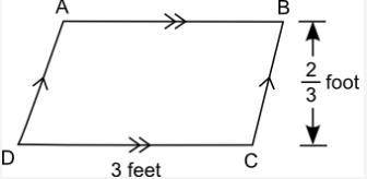 A parallelogram is shown below: A parallelogram ABCD is shown with DC equal to 3 feet and the perpe