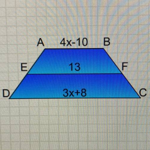EF is a median of trapezoid ABCD. What is the value of x?
