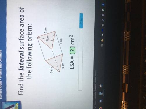 Find the lateral surface area of the following prism