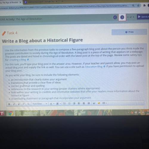 Write a Blog about a Historical Figure

Use the information from the previous tasks to compose a f