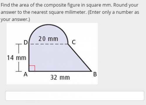 Find the area of the composite figure in square mm. Round your answer to the nearest square milimet