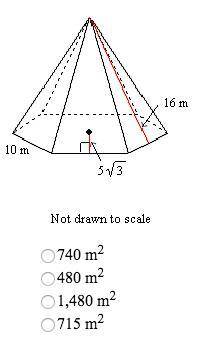 Find the surface area of the regular pyramid shown to the nearest whole number