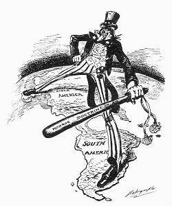 The main idea of this cartoon is that in the early 20th century: a. South America asked for U.S. pr