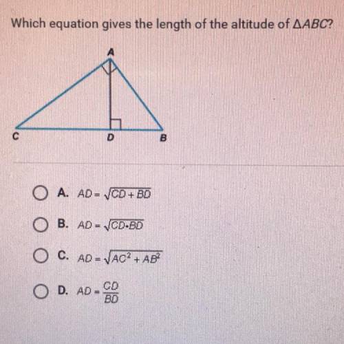 Which equation gives the length of the altitude of ABC?