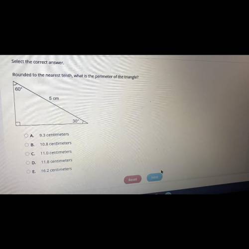 Rounded to the nearest tenth what is the perimeter of the triangle