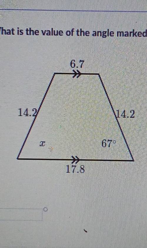 What is the value of the angle marked with x
