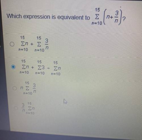 Which expression is equivalent to 15 (n+3/n) ?
£ 
N=10