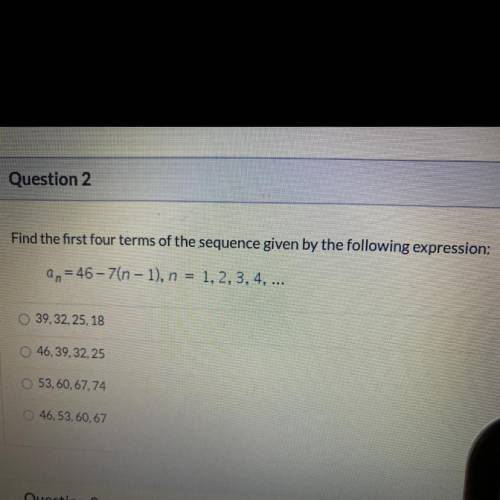 Find the four terms of the sequence given by the following expression