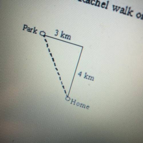 To get to the park from her house, Rachel walked 4 kilometers due north and then 3 kilometers due w