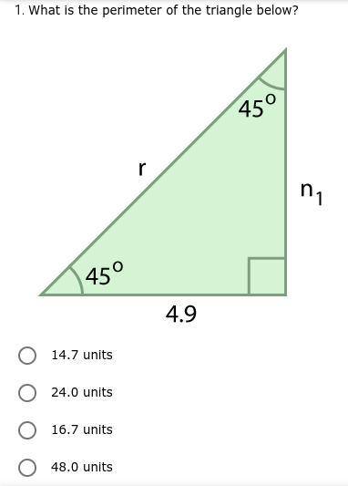 *PLEASE ANSWER* What is the perimeter of the triangle below?