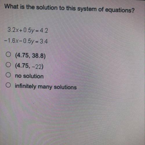 PLEASE HELP ILL GIVE BRAINLIEST!! 
What is the solution to this system of equations?