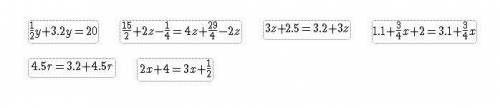 Identify which equations have one solution, infinitely many solutions, or no solution. No