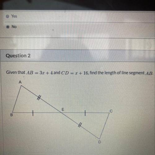 Given that AB

3.2 + 4 and CD=7+ 16, find the length of line segment AB.
A
th
E
с
+
B.
#
D