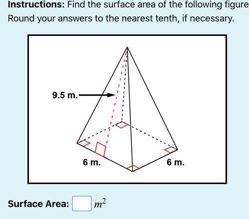 Please find the surface area of the attached image and round the answer to the nearest tenth, if ne