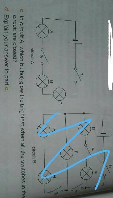 Pls help meplz answer correctly.c) In circuit A which bulb(s) blow t