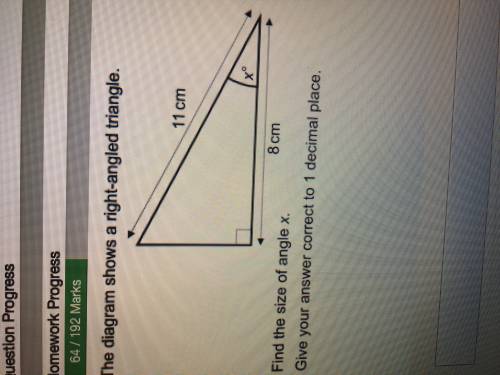 the diagrams shows a right-angled triangle. find the size of angle x (and value of h). give your an