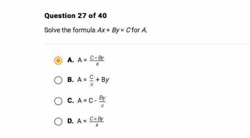 Solve the formula ax+by=c for a help pleaseeeeee
