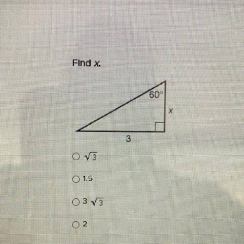 Find x for the shown triangle.