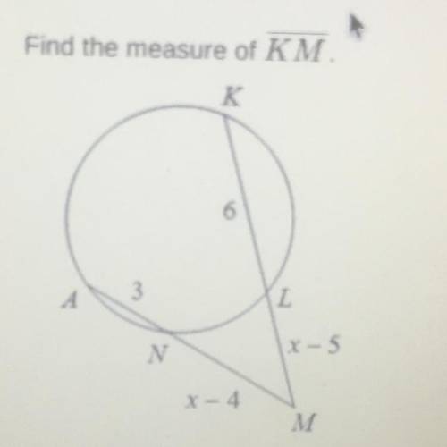 Help please 
Find the measure of KM