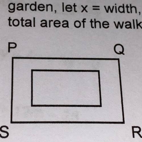 The lengths of a rectangular garden, the inner rectangle, is 9ft more than its width. For the garde