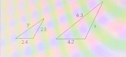 Find the length of y. assume the triangles are similar

a. 3.9
b. 3.6
c. 3.4
d. 3.2