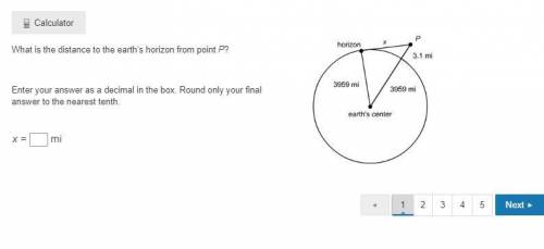 What is the distance to the earth’s horizon from point P? Enter your answer as a decimal in the box