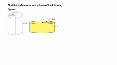 Find the surface area and volume of the following figures.