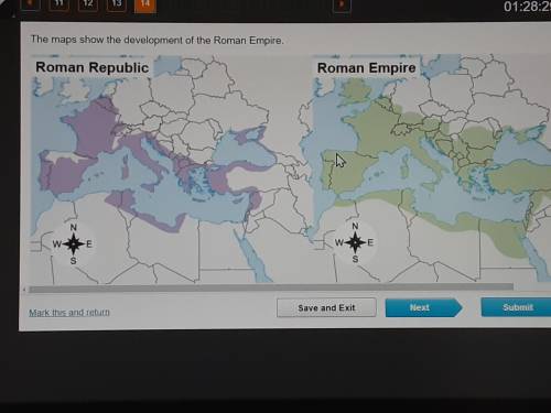 GIVING 30 POINTS! URGENT. The map shows the development of the Roman Empire. How can the Roman Empr