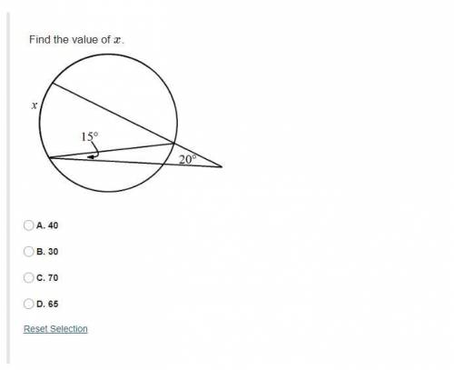 Find the value of x - Secant and Tangent Angles in Circles