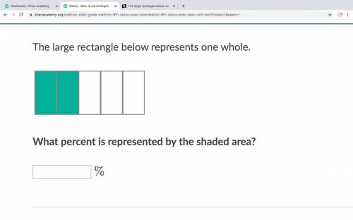 The large rectangle below represents one whole. What percent is represented by the shaded area? (UR
