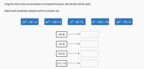 Match each quadratic equation with its solution set.
