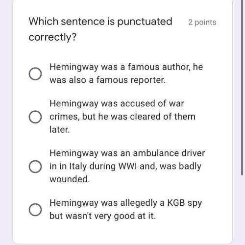 Which sentence is punctuated correctly ( top answer gets brainlest )