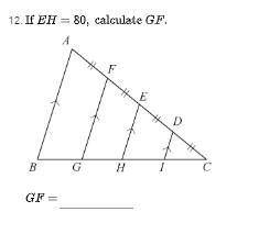 If EH = 80, calculate GF.