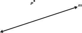 Line m and point P are shown below. Part A: Using a compass and straightedge, construct line n para