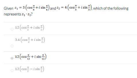 Given the equations, which of the following represents z1 * z2? Using the same values in #6, which