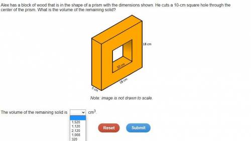 Alex has a block of wood that is in the shape of a prism with the dimensions shown. He cuts a 10-cm