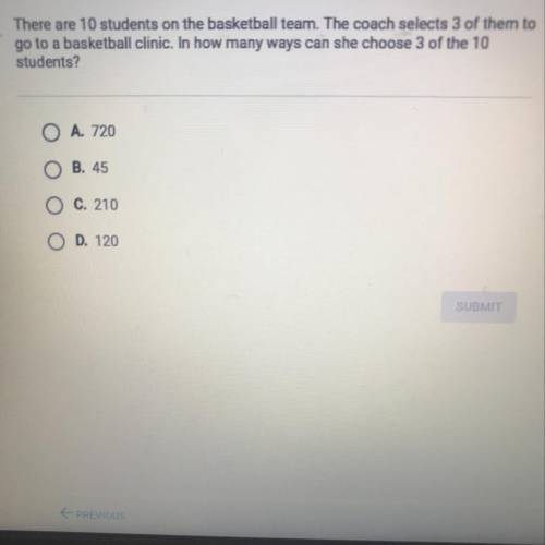 There are 10 students on the basketball team. The coach selects 3 of them to go to the basketball c