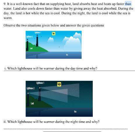 please help  give the answer to the question i. which lighthouse will be warmer d