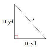 Find the missing side of the triangle. A. √321 yd B. √221 yd C. 3√38 yd D. √21 yd