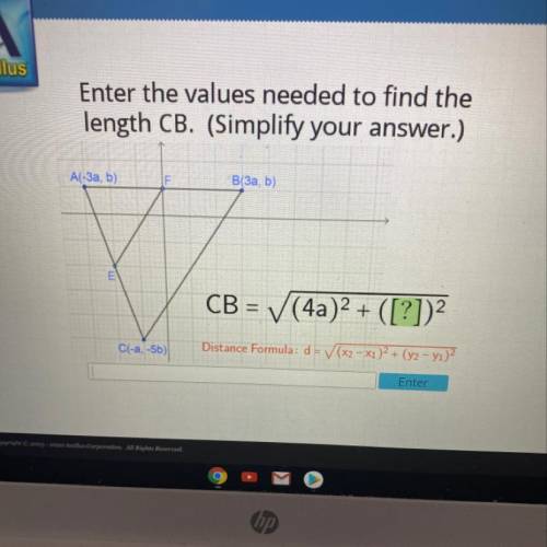 Enter the values needed to find the length CB