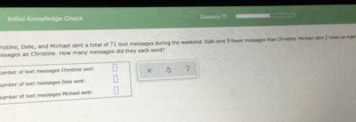 Christine, Dale, and Michael sent a total of 71 messages during the weekend. Dale sent 9 fewer mess
