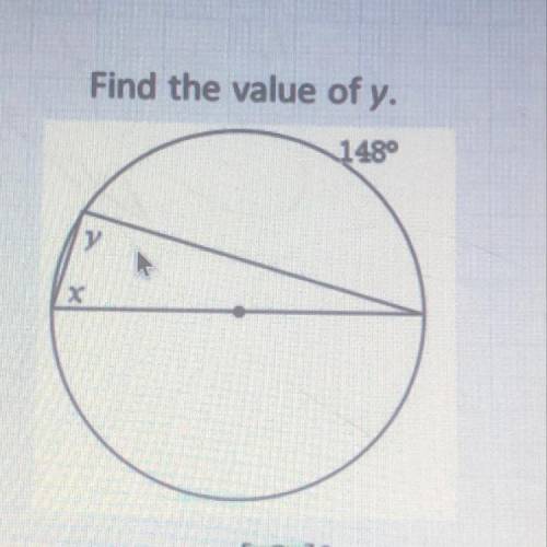 Find the value of y.
148°
y
x
y = [?]°