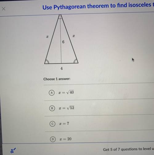 Find the value of x in the isosceles triangle shown below. Please I need the answer ASAP 25 POINTS!