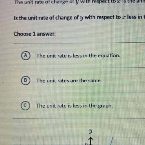 The unit rate of change of y with respect to x is the amount y changes for a change of one unit in