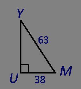 Which of the following is correct based on this picture? A. tan M=38/63 B. sin M=38/63 C. none of t