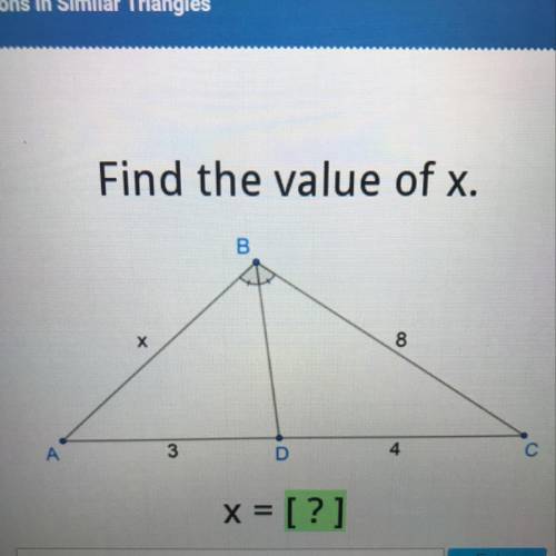 Find the value of x. Picture below