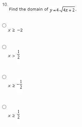 Find the domain of y = 4 square root 4x + 2