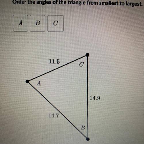 Order the angle from smallest to larges